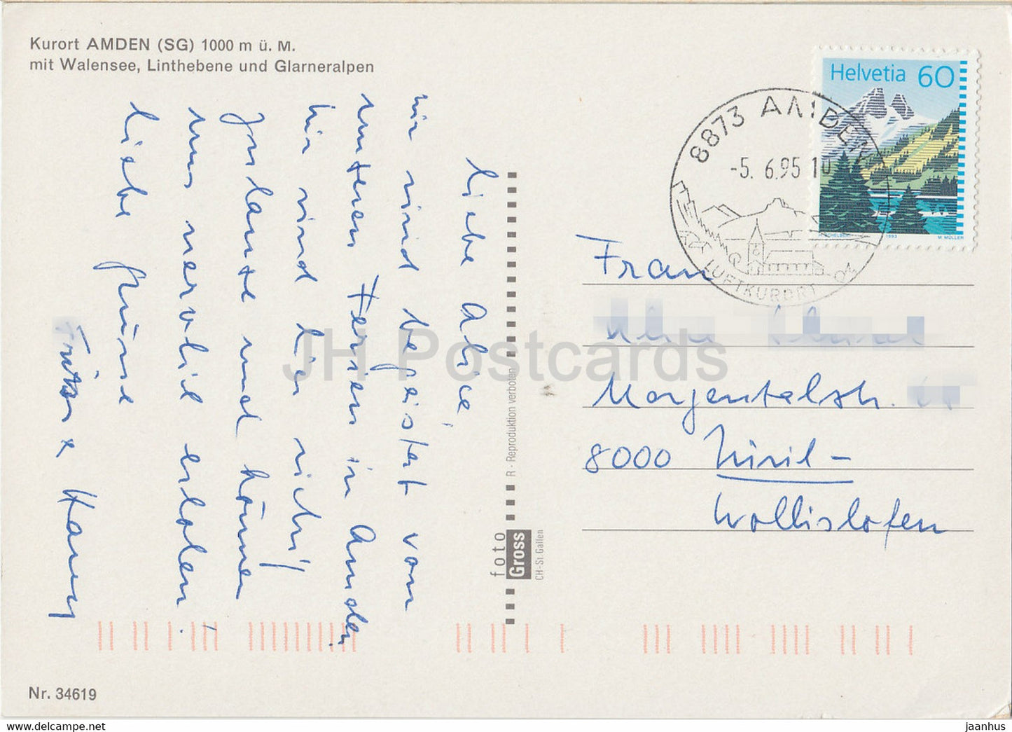 Kurort Amden 1000 m - Walensee - Linthebene - Glarneralpen - 34619 - 1995 - Suisse - occasion