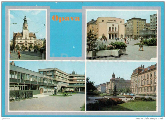 Opava - town views - architecture - Czechoslovakia - Czech - used 1980 - JH Postcards