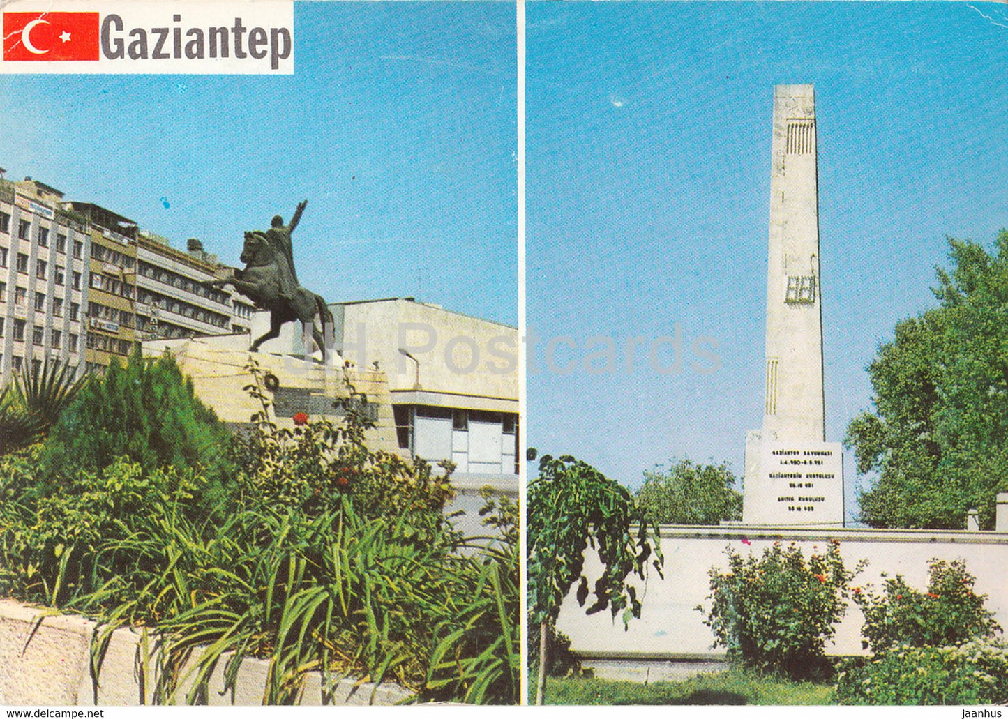Gaziantep - Martyrs monument  - Ataturk statue - 1987 - Turkey - used - JH Postcards