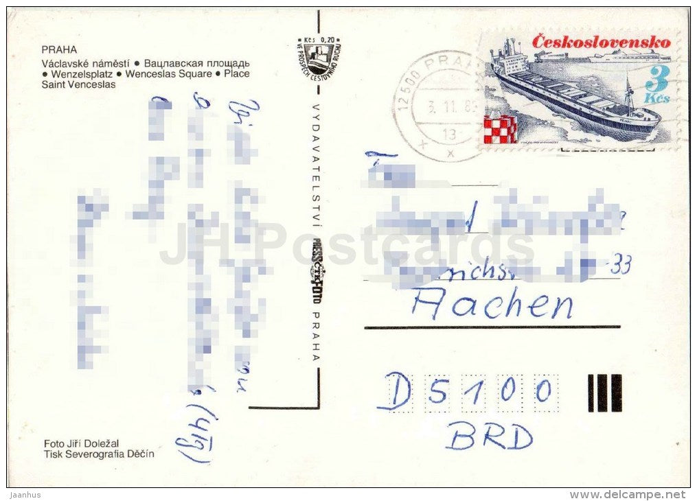 Wenceslas square - Praha - Prague - Czechoslovakia - Czech - used 1989 - JH Postcards