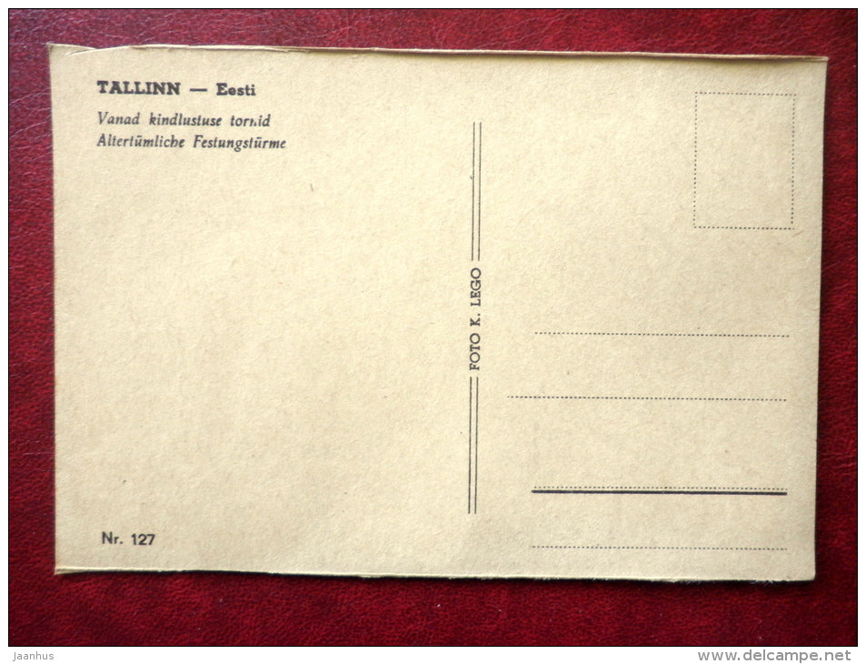 old fortification towers - Old Town - Tallinn - nr 127 - 1920s-1930s - Estonia - unused - JH Postcards