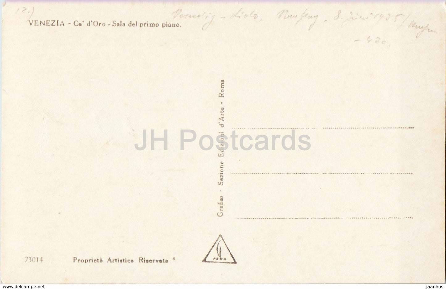 Venezia - Venice - Ca d'Oro - Sala del primo piano - First floor room - 73014 - old postcard - Italy - used