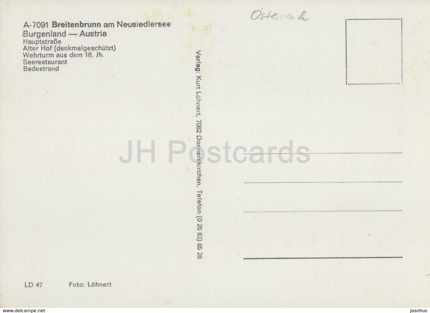 Grusse aus Breitenbrunn - Hauptstrasse - Alter Hof - Wehrturm - Seerestaurant - multiview - Austria - unused