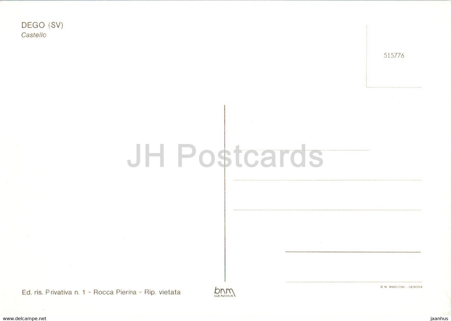 Dego - SV - Castello - Castle - Italy - unused