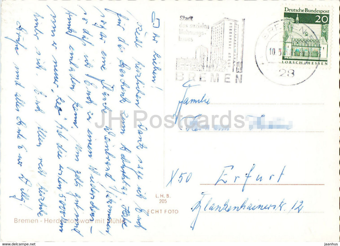 Bremen - Herdentorswall mit Muhle - windmill - old postcard - Germany - used