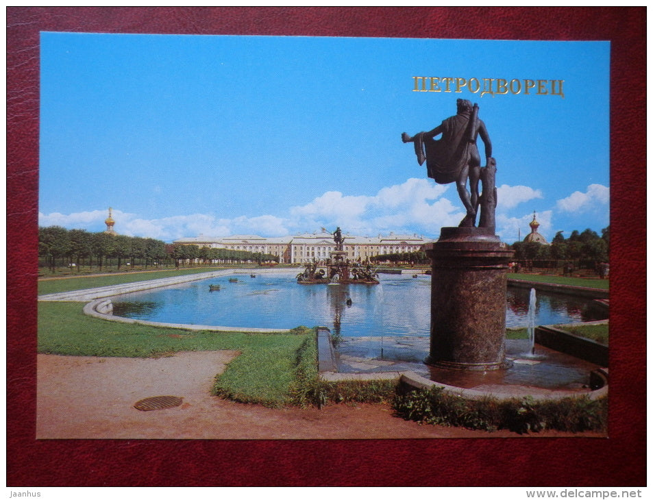 view at Upper Gardens and Grand Palace - Petrodvorets - 1986 - Russia USSR - unused - JH Postcards