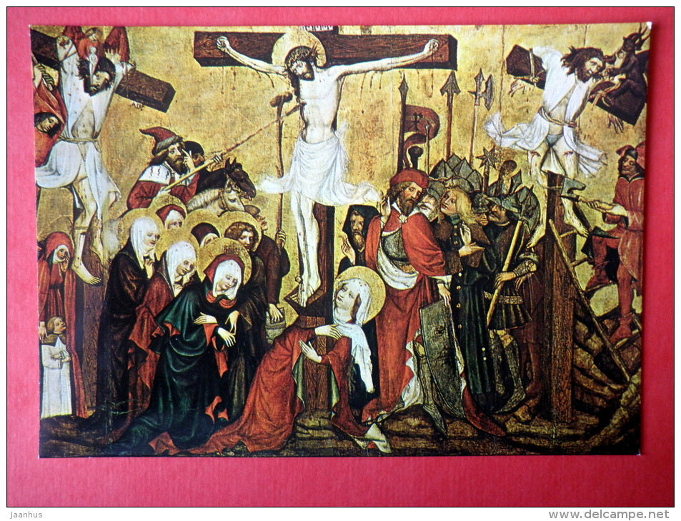 Master of the Rajhrad Altar , before 1420 , Crucifixion - Czech Gothic Art - Czechoslovakia - unused - JH Postcards