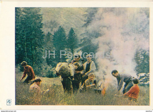 Carpathian Mountains - Karpaty - Rest - hikers - 1964 - Ukraine USSR - unused - JH Postcards