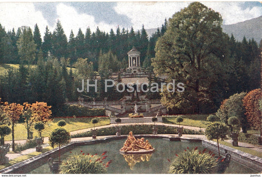 Linderhof - Partie im Park - Konigslinde und Venustempel - 1154 - old postcard - Germany - unused - JH Postcards