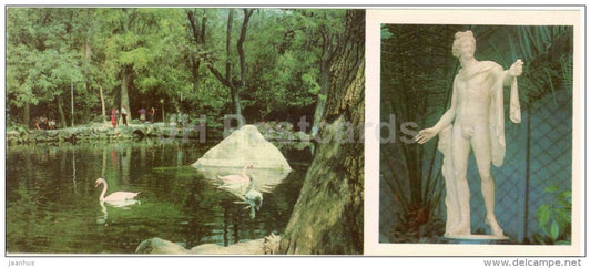 Swan Lake in Upper park - Apollo Belvedere sculpture Alupka Palace Museum - Crimea - Krym - 1980 - Ukraine USSR - unused - JH Postcards