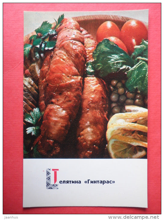 veal Gintaras - tomato - recipes - Lithuanian dishes - 1974 - Russia USSR - unused - JH Postcards