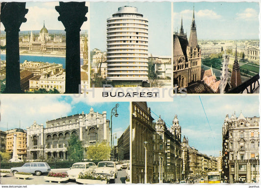 Budapest - cars - architecture - multiview - 1973 - Hungary - used - JH Postcards