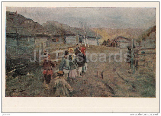 painting by A. Stepanov - At the outskirts of the village - Russian art - Russia USSR - 1978 - unused - JH Postcards