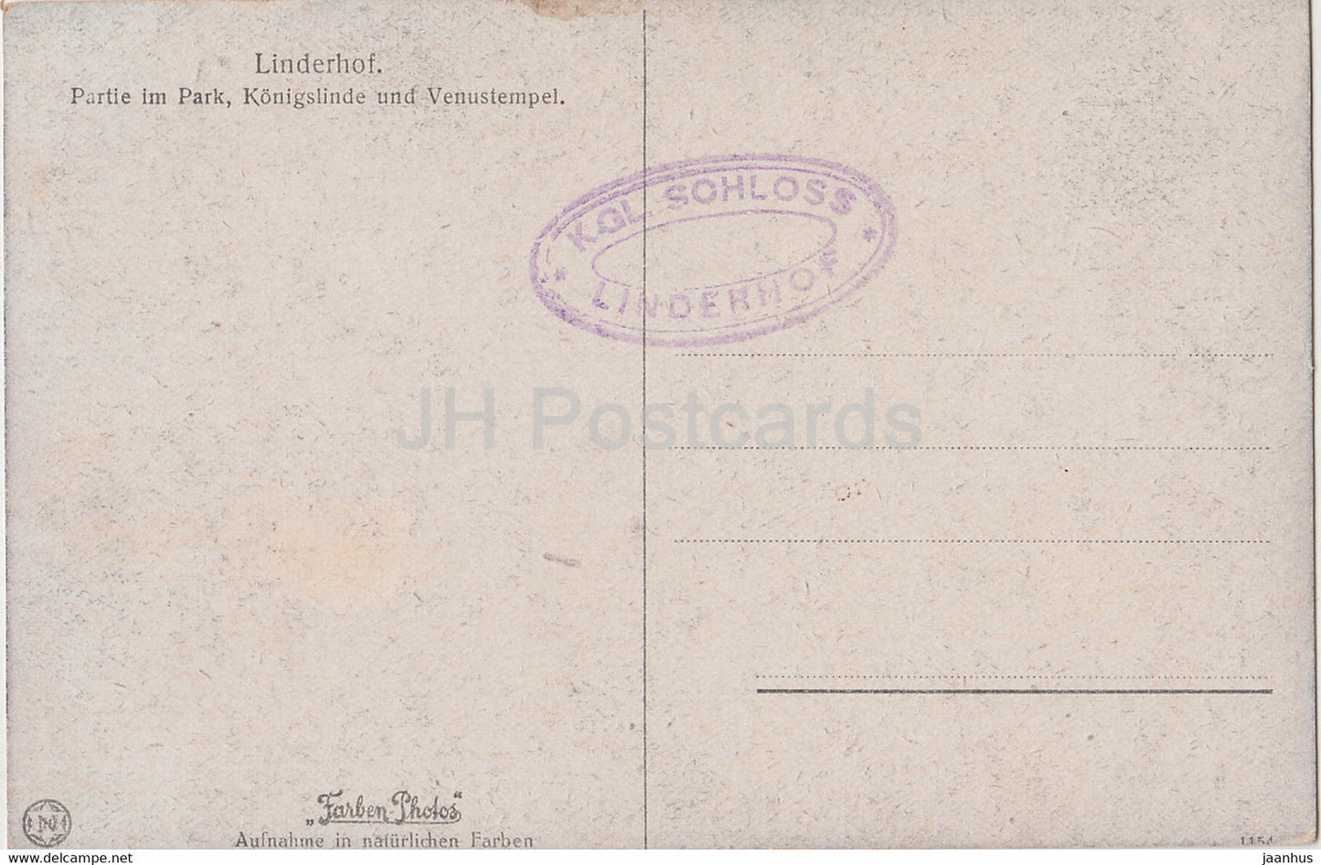 Linderhof - Partie im Park - Konigslinde und Venustempel - 1154 - old postcard - Germany - unused