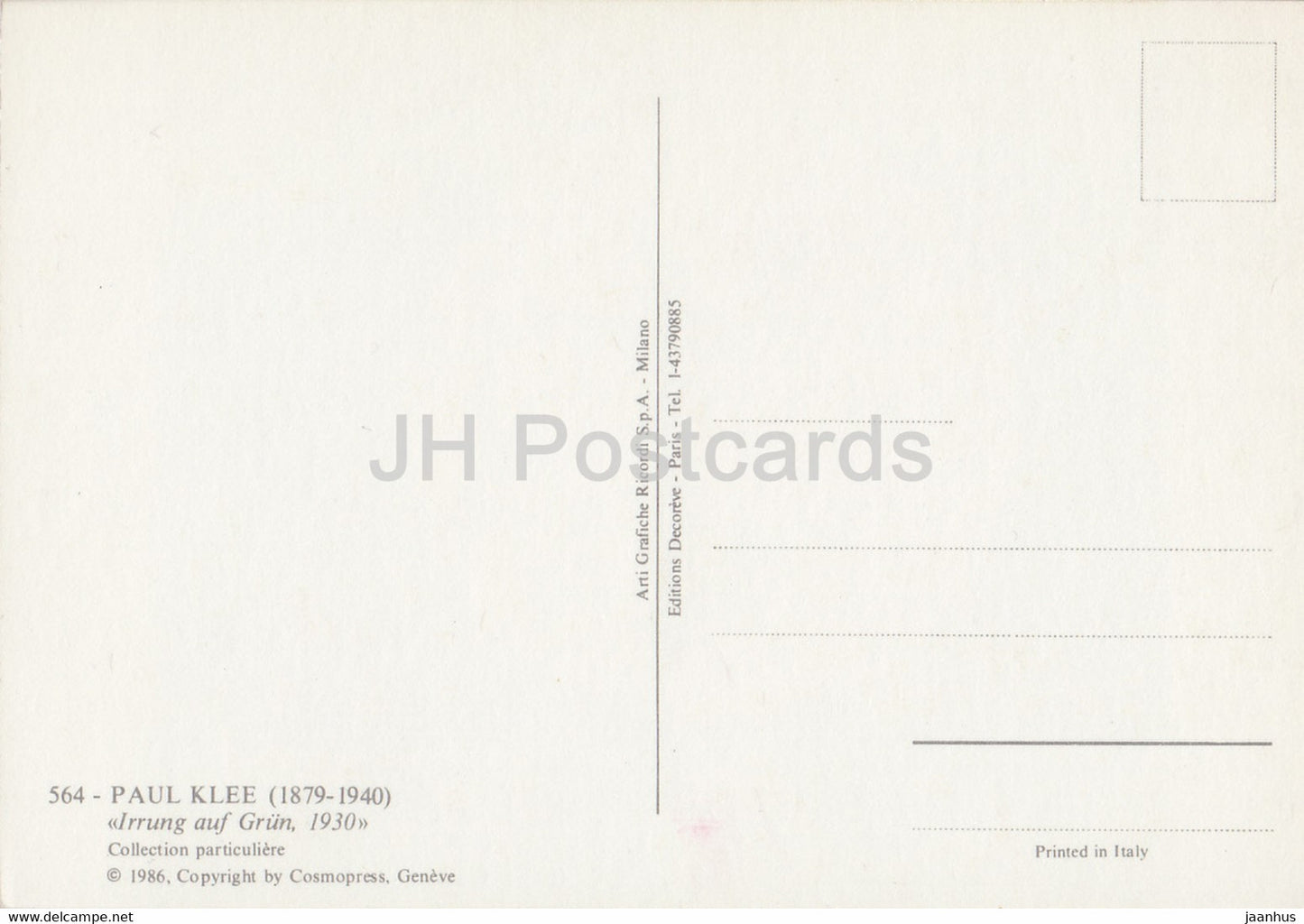 painting by Paul Klee - Irrung auf Grun - 564 - German art - 1986 - Germany - unused