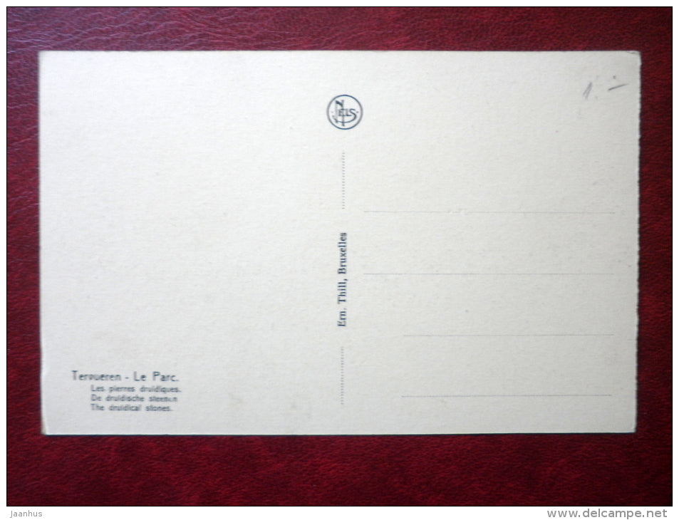Le Parc - park - druidical stones - les pierres druidiques - Terveuren - old postcard - Belgium - unused - JH Postcards