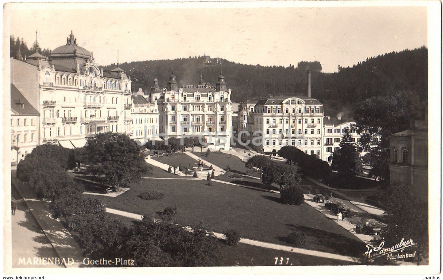 Marianske Lazne - Marienbad - Goethe Platz - 131 - old postcard - Czech Republic - used - JH Postcards