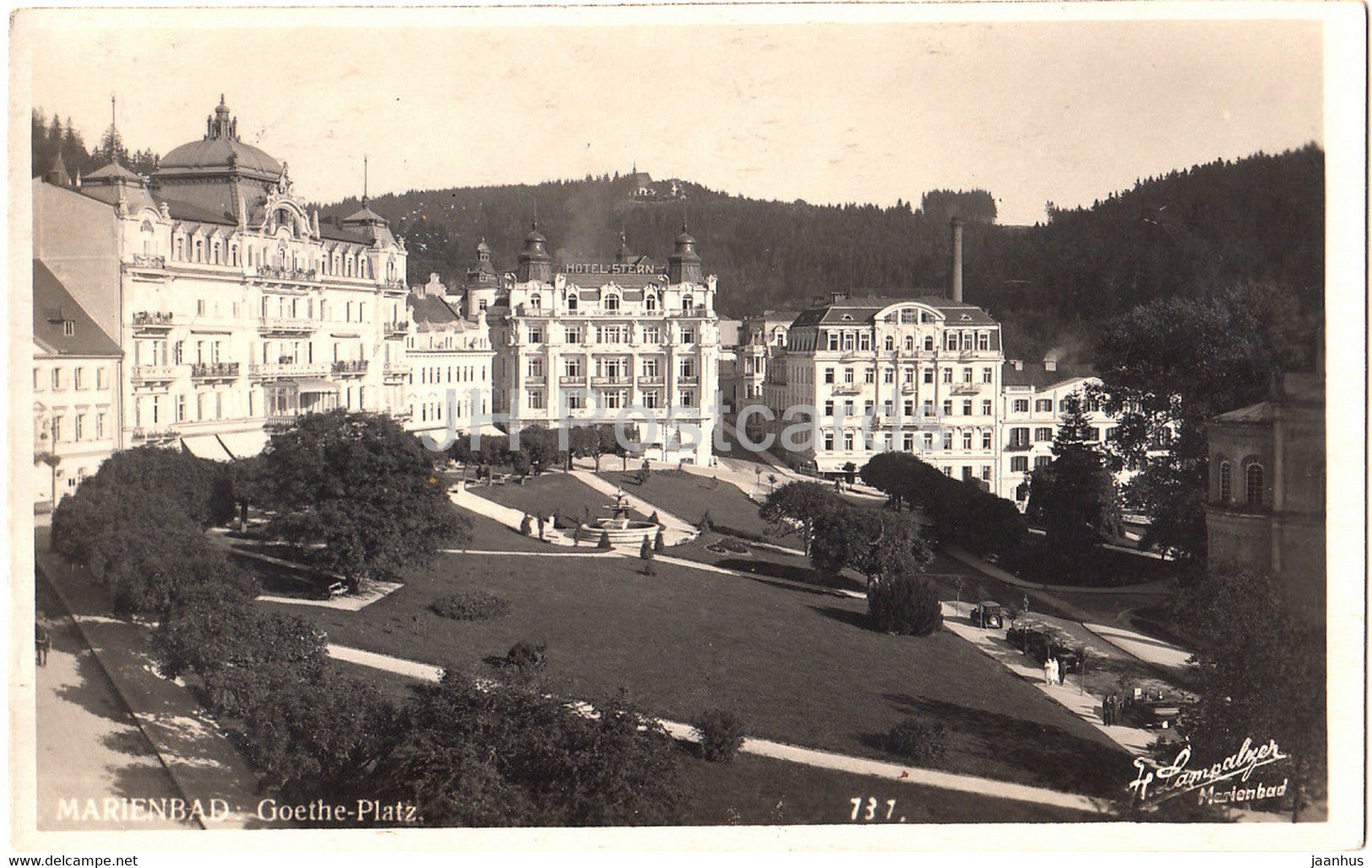 Marianske Lazne - Marienbad - Goethe Platz - 131 - old postcard - Czech Republic - used - JH Postcards