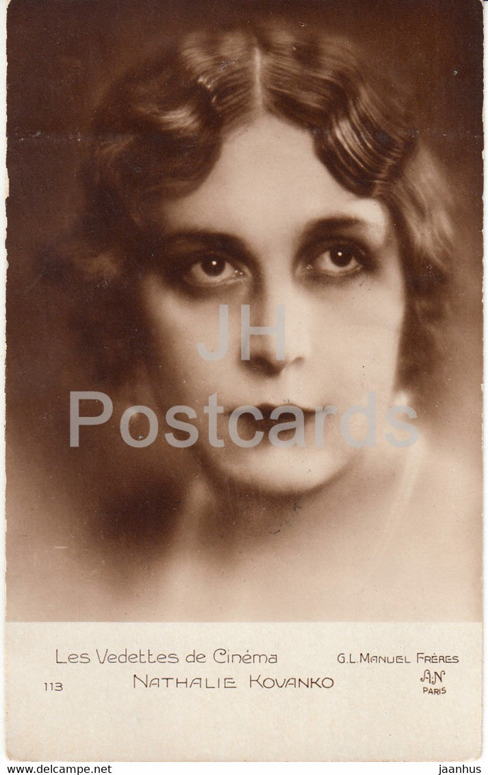 Russian actress Nathalie Kovanko - Les Vedettes de Cinema - Film - Movie - 113 - 1926 - France - old postcard - used - JH Postcards