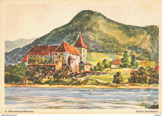 painting by K. Schosmann - Schloss Schonbuhel - 1132 - old postcard - Germany - unused - JH Postcards
