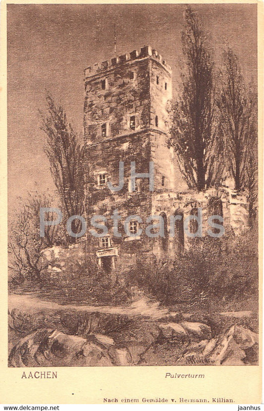 Aachen - Pulverturm - Gemalde v Hermann Killian - old postcard - 1907 - Germany - unused - JH Postcards
