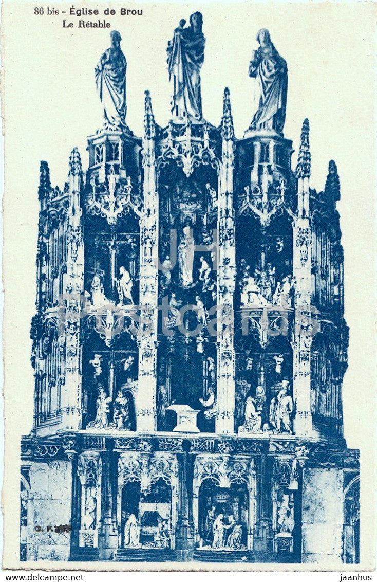 Eglise de Brou - Le Retable - church - 86 - old postcard - France - unused - JH Postcards