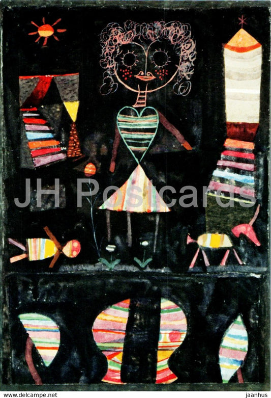 painting by Paul Klee - Puppet Show - German art - Switzerland - unused - JH Postcards