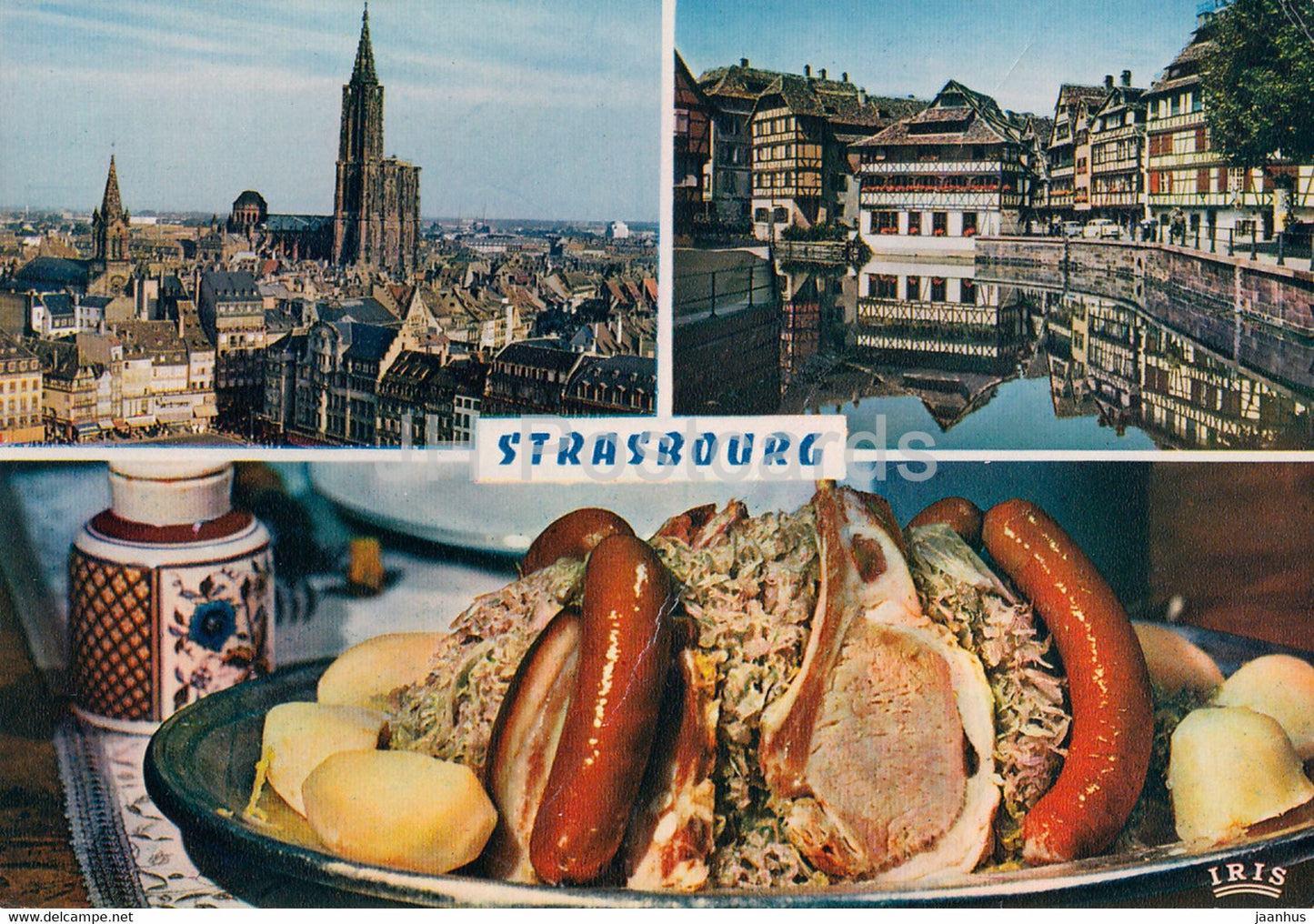 Strasbourg - multiview - meal - wurst - France - used - JH Postcards