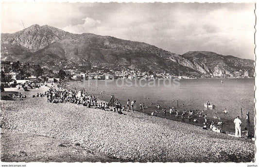 Cap Martin - La Plage de Carnoles - beach - 12 - old postcard - 1956 - France - used - JH Postcards