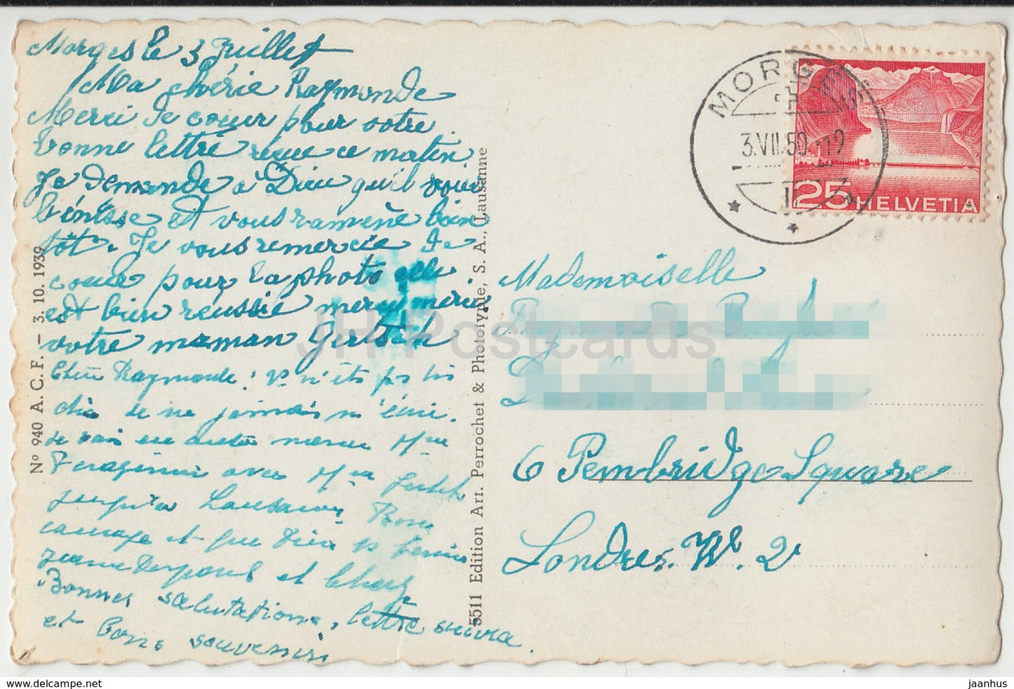 Morges - port - château - château - Vufflens - multiview - 940 - Suisse - 1950 - occasion