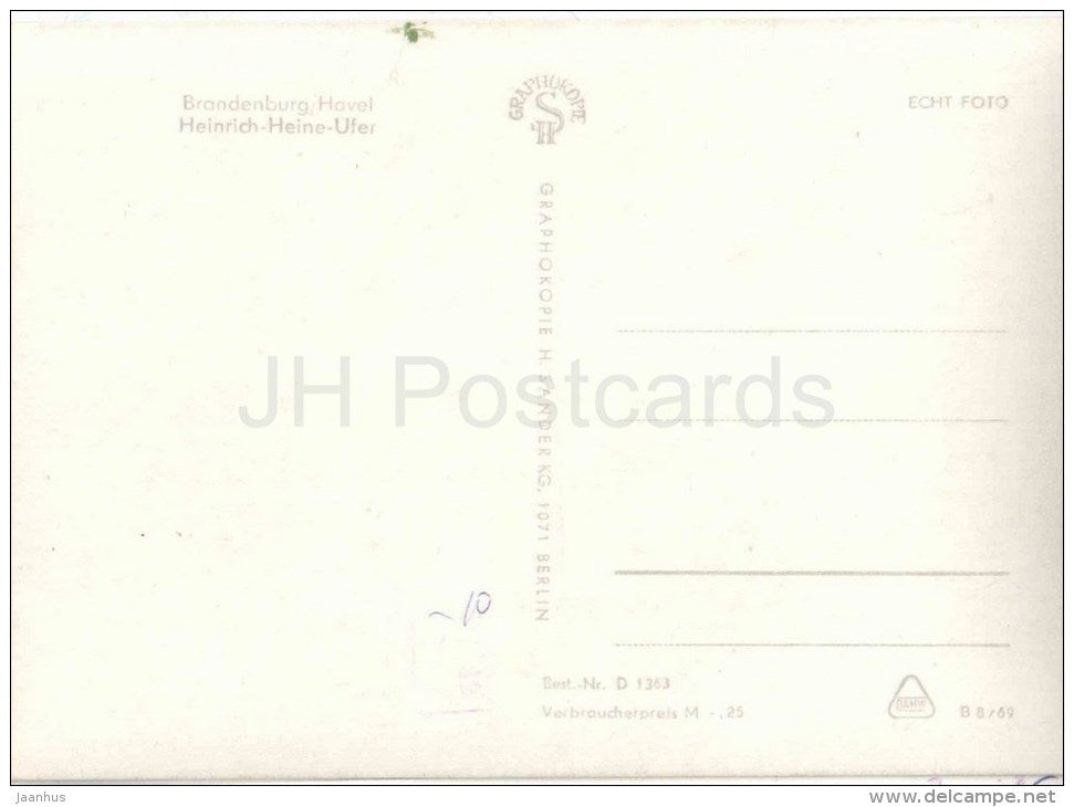 Heinrich-Heine-Ufer - Brandenburg Havel - Germany - unused - JH Postcards