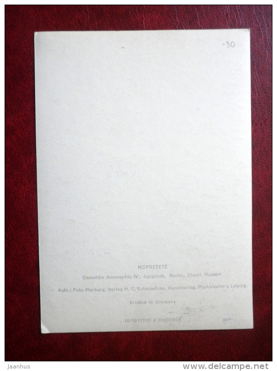 sculpture - Nofretete - Nefertiti - ancient egyptian art - Amenophis IV - old postcard Germany - unused - JH Postcards