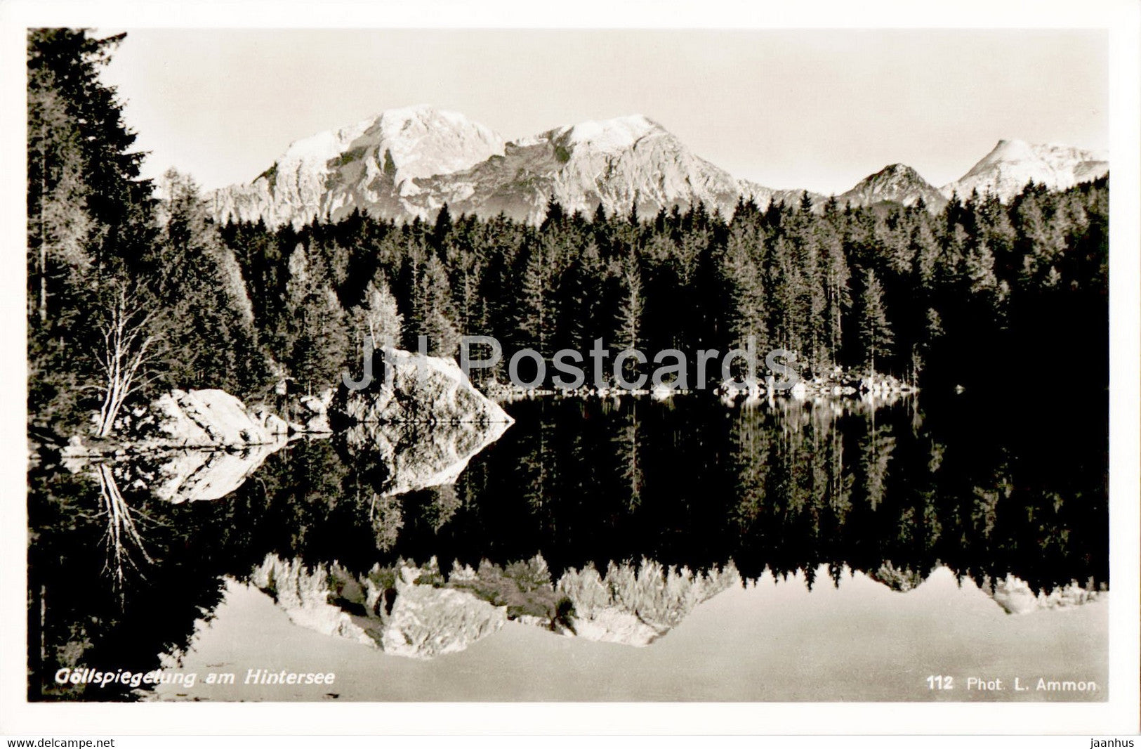 Gollspiegelung am Hintersee - old postcard - Germany - unused - JH Postcards