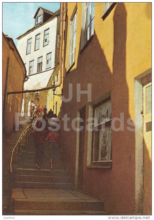 a view at Lühike Jalg street - stairway - Tallinn - 1986 - Estonia USSR - unused - JH Postcards