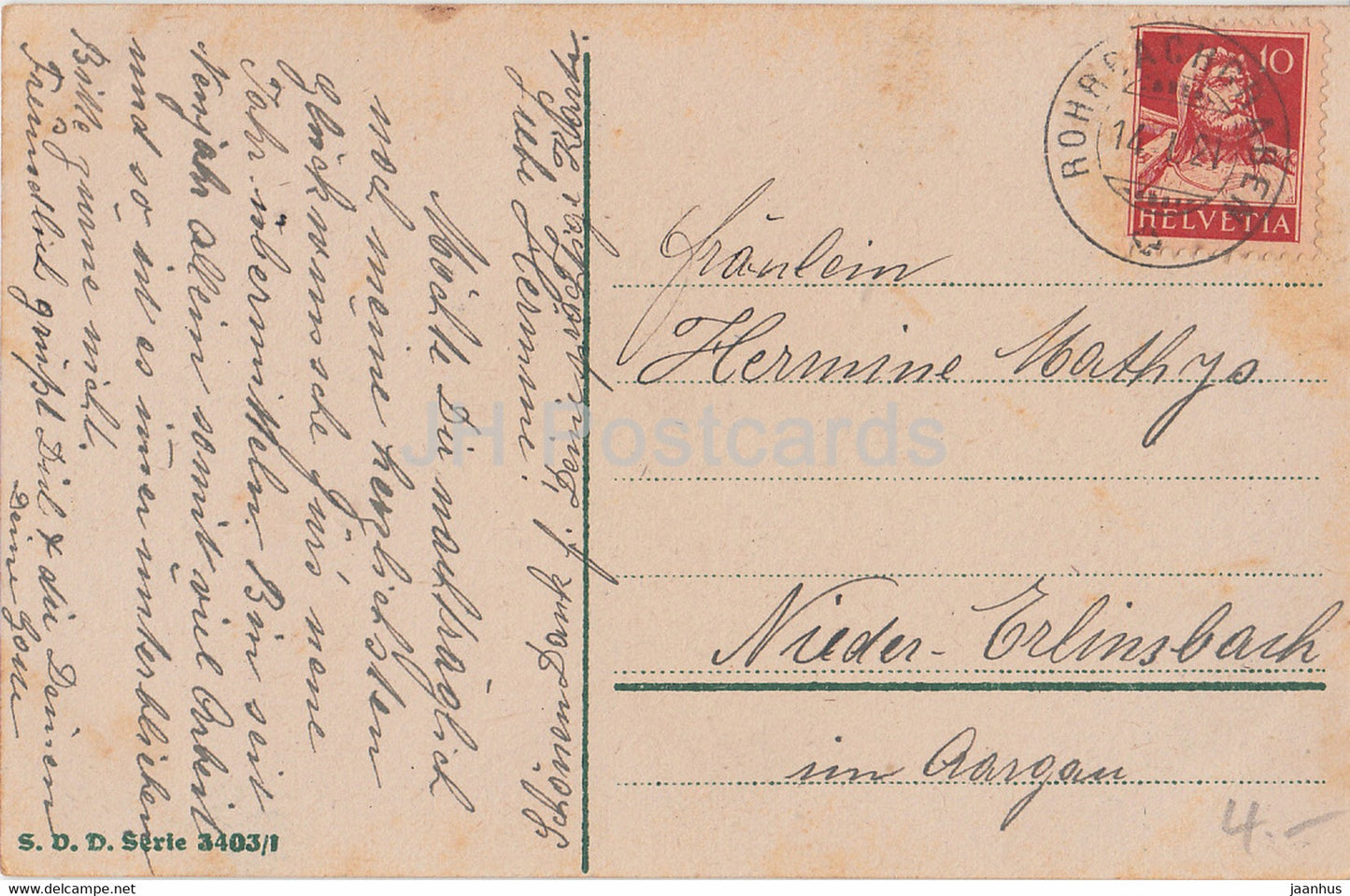 New Year Greeting Card - Ein Gluckliches Neues Jahr - town view - S V D 3403/1 - old postcard - 1921 - Germany - used