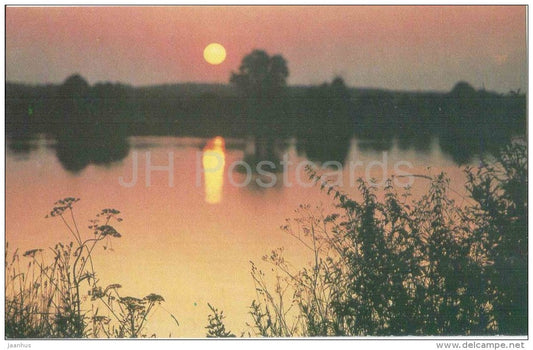 sunset - lake Seliger - 1988 - Russia USSR - unused - JH Postcards