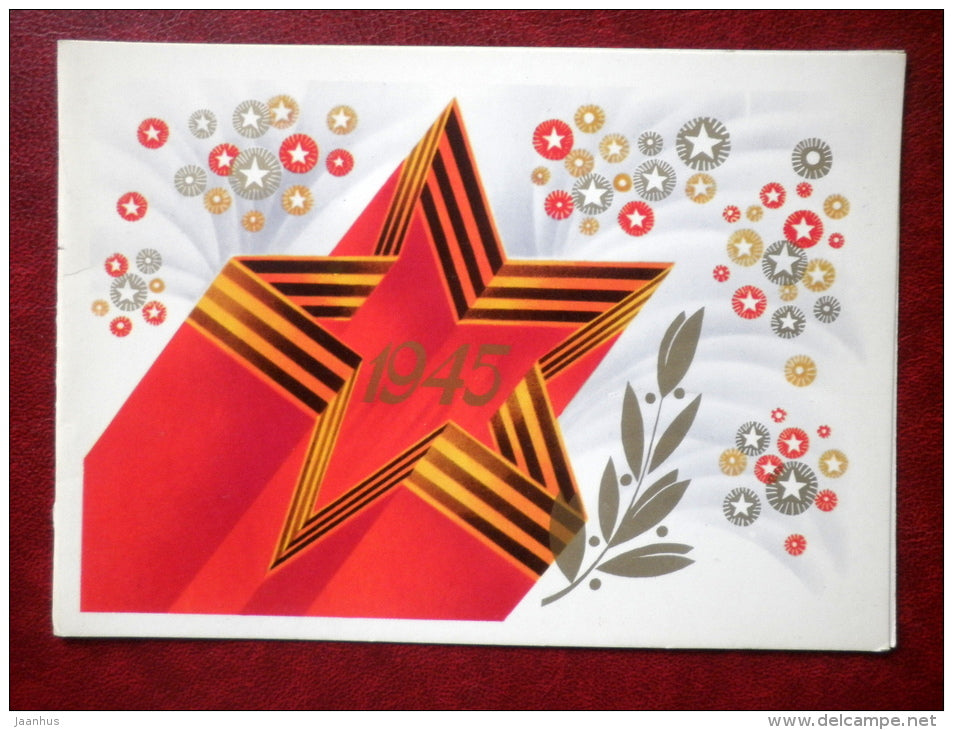 9th May victory celebration anniversary - by E. Kvavadze - red star - 1983 - Russia USSR - unused - JH Postcards