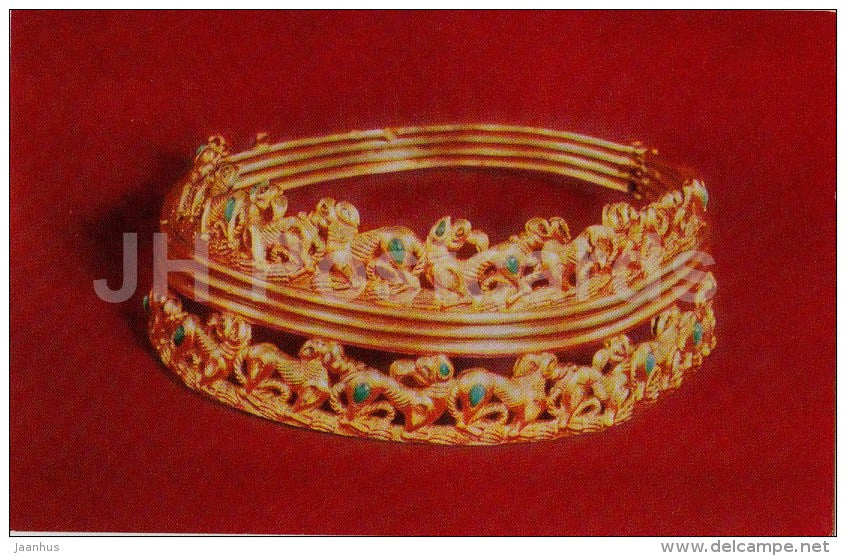 Neck ornament , gold - Khoklach tumulus near Novocherkassk - Primitive Art - 1971 - Russia USSR - unused - JH Postcards