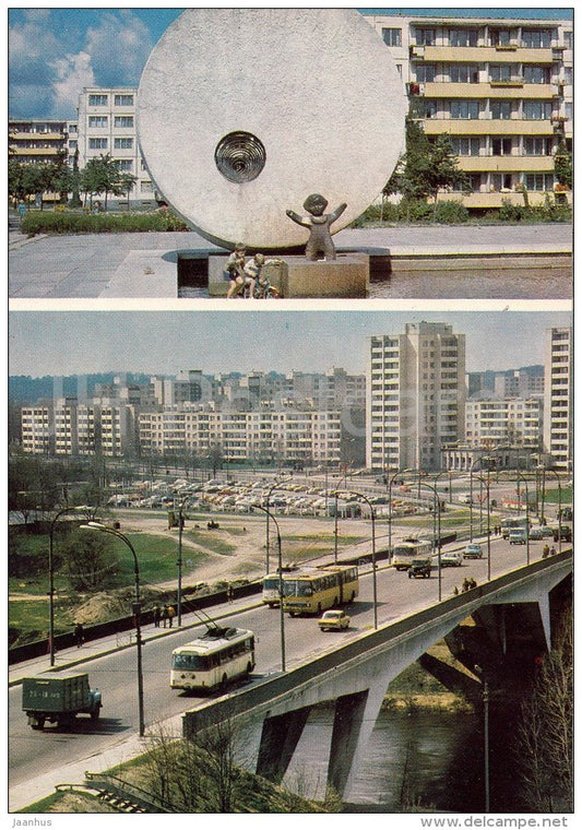 Zhirmunai , new residental area - bus Ikarus - Vilnius - Lithuania USSR - unused - JH Postcards
