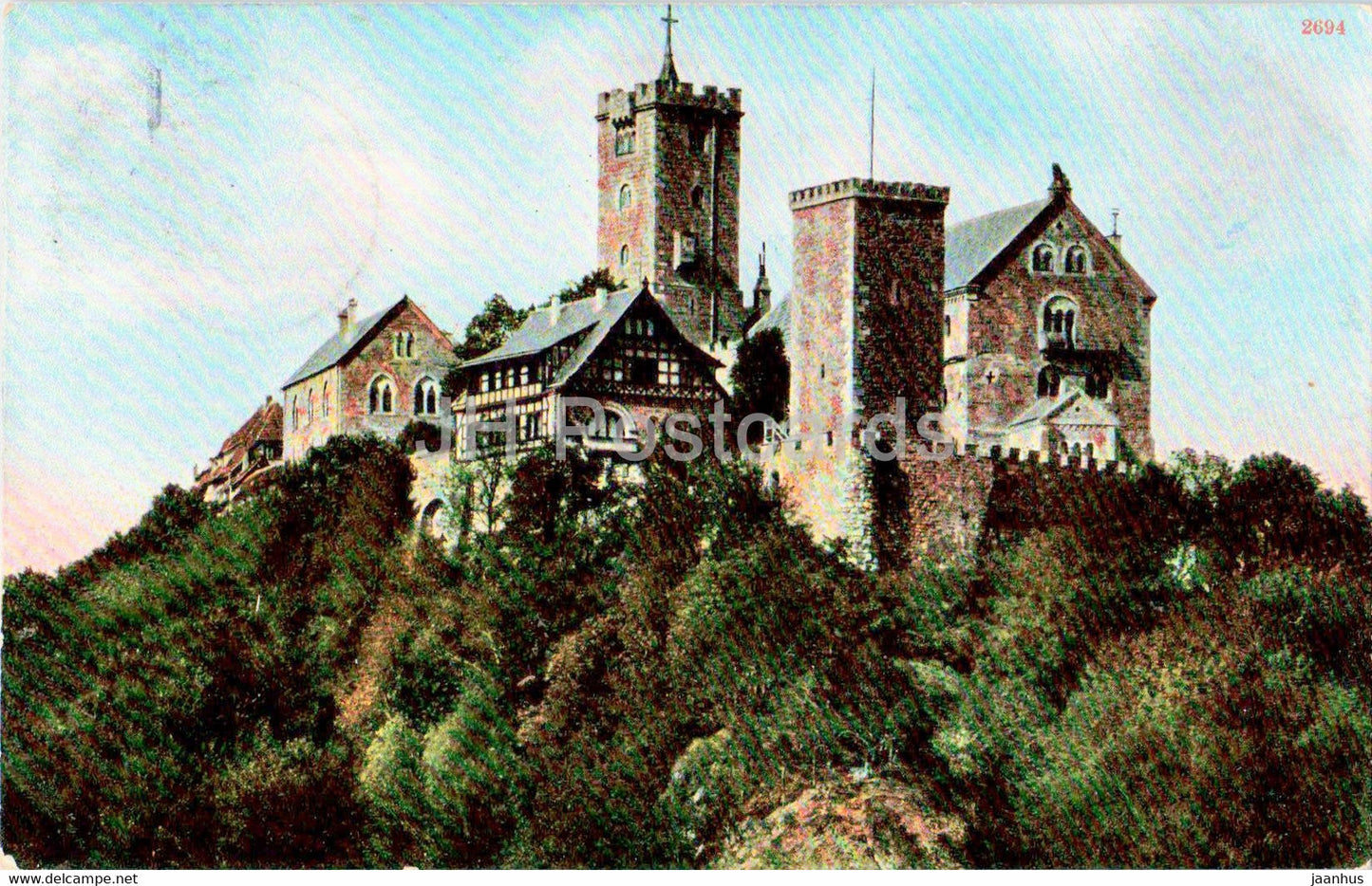 Die Wartburg von Sud West - castle - old postcard - Germany - used - JH Postcards