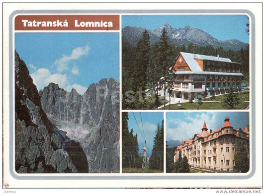 Tatranska Lomnica - High Tatras - Sasanka - cable car - grand hotel Praha - Czechoslovakia - Slovakia - used - JH Postcards