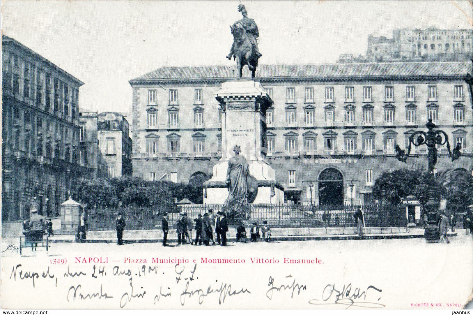 Napoli - Naples - Piazza Municipio e Monumento Vittorio Emanuele - monument - 349 - old postcard - 1900 - Italy - used - JH Postcards