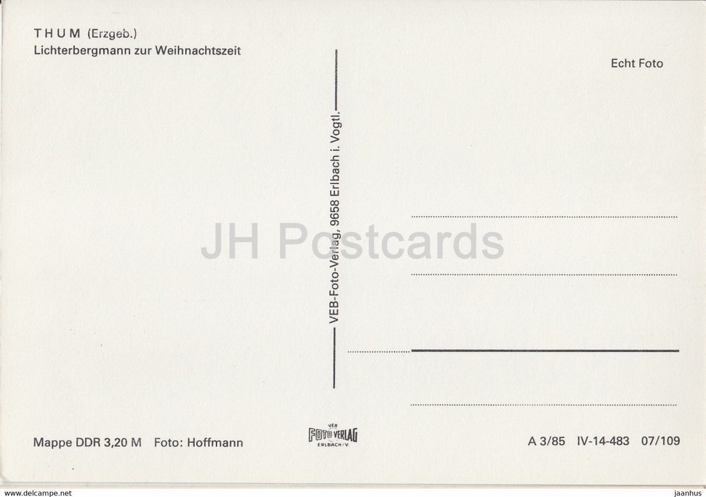 Thum - Lichterbergmann zur Weihnachtszeit - Noël - Allemagne DDR - inutilisé