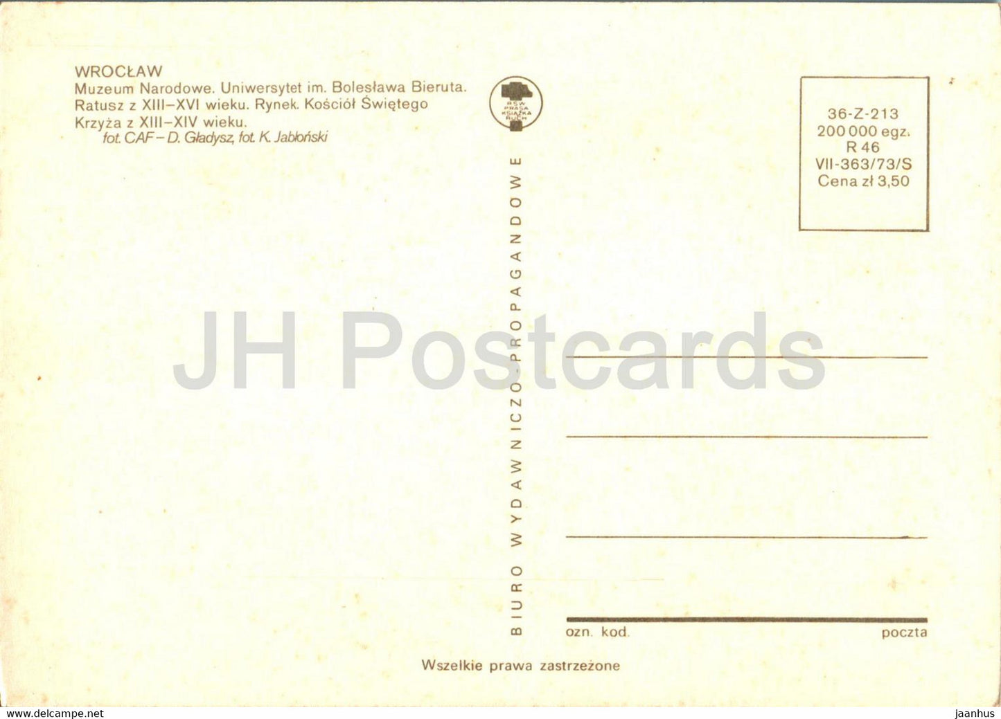 Wroclaw - Muzeum Narodowe - Uniwersytet im Boleslawa Bieruta - Ratusz - Rynek - musée - multiview - Pologne - inutilisé