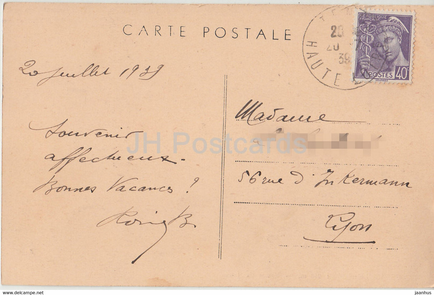 Tence - Etang de Joux - Alt 480 m - old postcard - 1939 - France - used