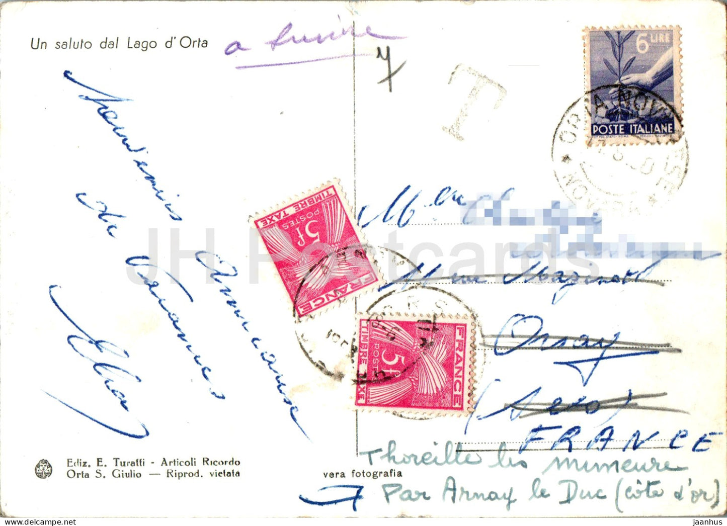 Orta - Isola S Giulio - Veduta suggestiva - old postcard - 251-79 - 1958 - Italy - used