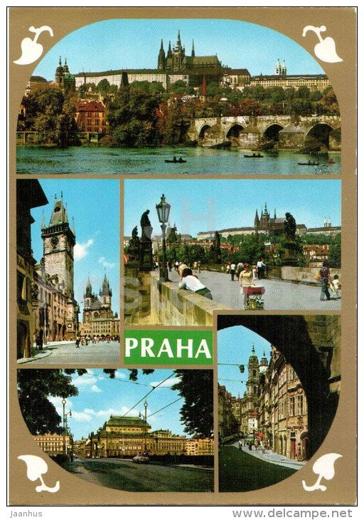 Hradcany - charles Bridge - Town Hall - National Theatre - Praha - Prague - Czechoslovakia - Czech - unused - JH Postcards