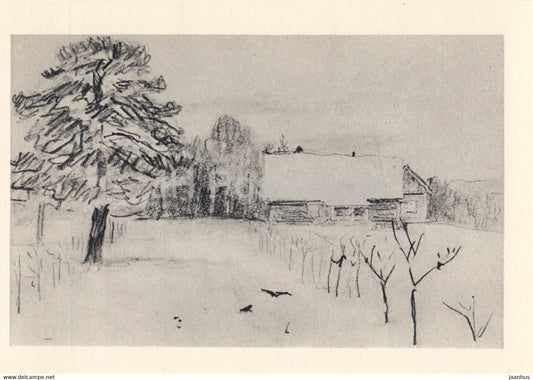 Drawing by V. Vasnetsov - Winter - Russian art - 1963 - Russia USSR - unused - JH Postcards