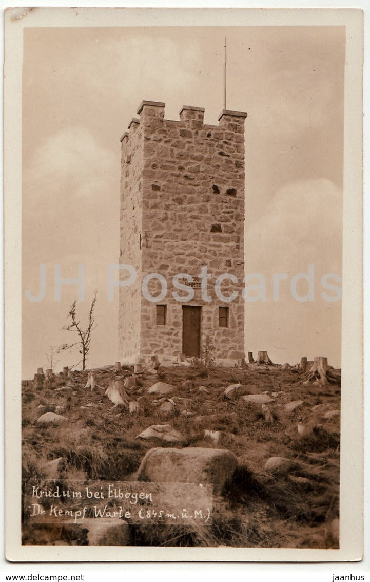 Krudum bei Elbogen - Dr. Kempf Warte - 845 m - 1935 - old postcard - Czech Republic - used - JH Postcards