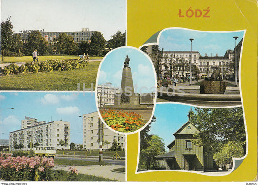 Lodz - General Department Store Uniwersal - church - monument - multiview - Poland - used - JH Postcards